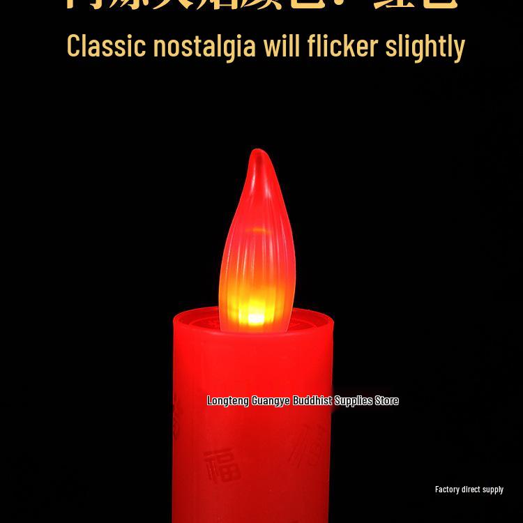 Red LED Battery-Operated Candle for Buddha Offering and God of Wealth Ornament