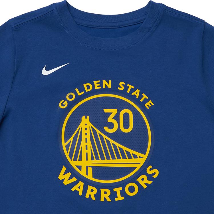 Nike Футболка детская Warriors Team Curry Basketball Jersey однотонная с принтом спортивная с коротким рукавом American Vintage Kids tops синяя 3Z2B311F1-WARSC