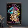 Vintage I Am Who I Am Whisper Words of Wisdom Vintage Metal Aluminum Sign- Multipurpose Wall Decor , Outdoor Wall Art Decoration