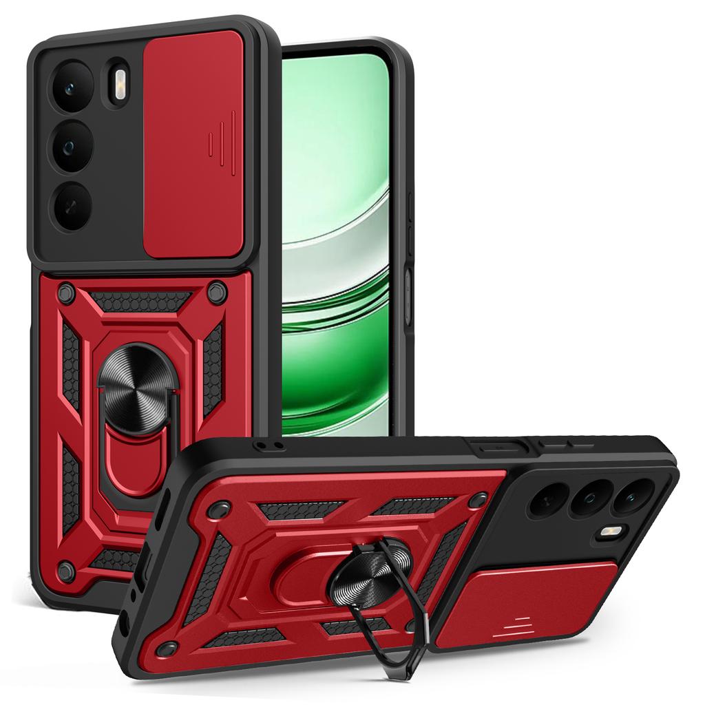 Для Realme C71 4G Чехол с выдвижной крышкой для камеры PC+TPU Подставка Чехол для телефона