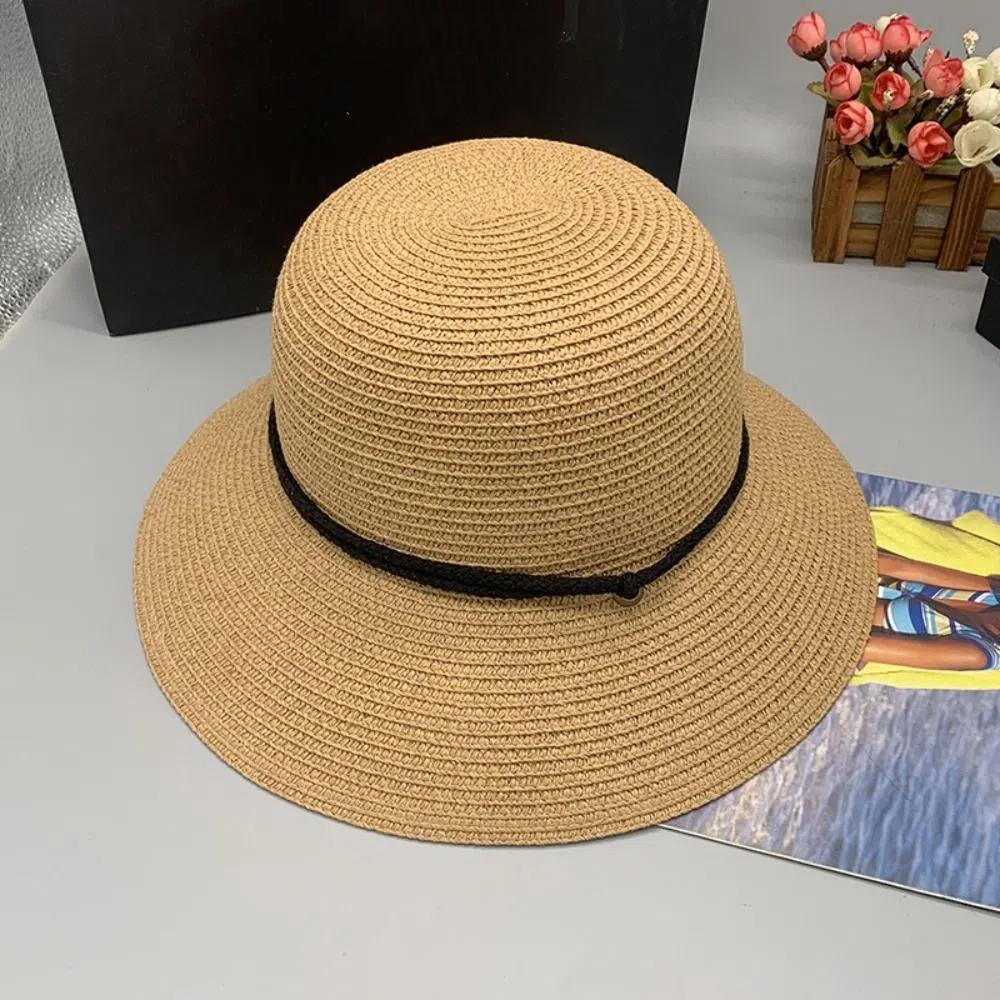 Wide Brim Straw Bucket Hat Summer Visor Cap American Women's Straw Hat Travel