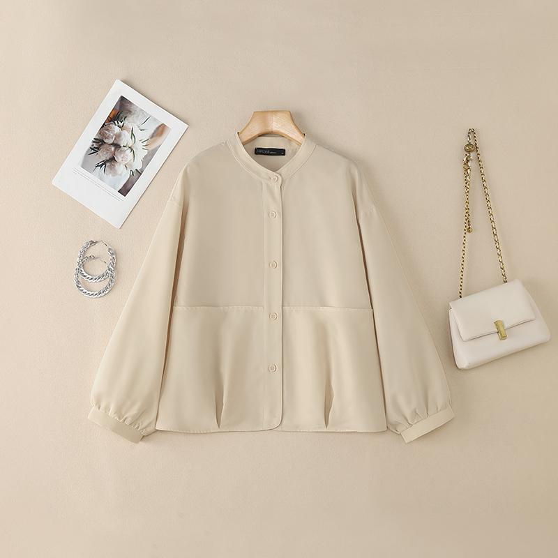 ZANZEA Женская повседневная блузка с воротником-стойкой и длинным рукавом