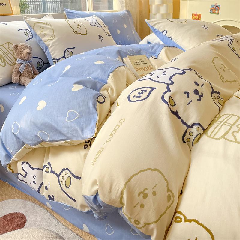 Комплект постельного белья из четырех предметов, пододеяльник из чистого хлопка с цветочным рисунком, простыня для спальни из трех предметов