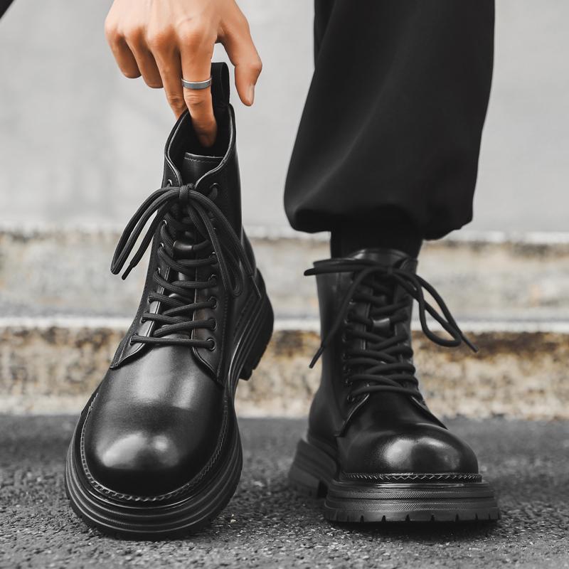 Мужские туфли на шнуровке, кожаные модные высокие туфли, мужские мотоциклетные ботинки ручной работы, роскошные брендовые мужские зимние плюшевые ботинки для снега