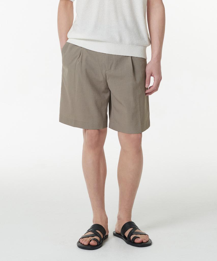 MUSINSA STANDARD Cool Touch Hidden Elastic Waist Half Slacks [Grayish Beige]