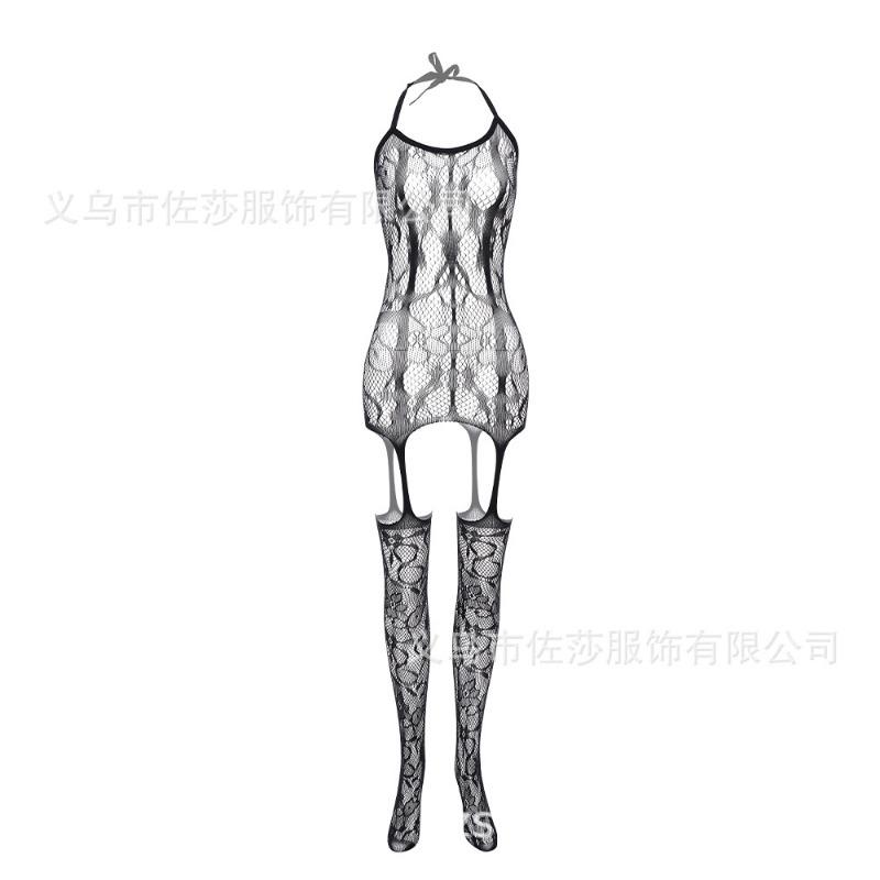 Sex Underwear Uniform Elegant Jacquard Onesie Open Crotch Onesie Stockings New