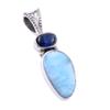 Natural Republic Larimar, Kyanite 925 Solid Sterling Silver Pendant 1.25'' p8b56
