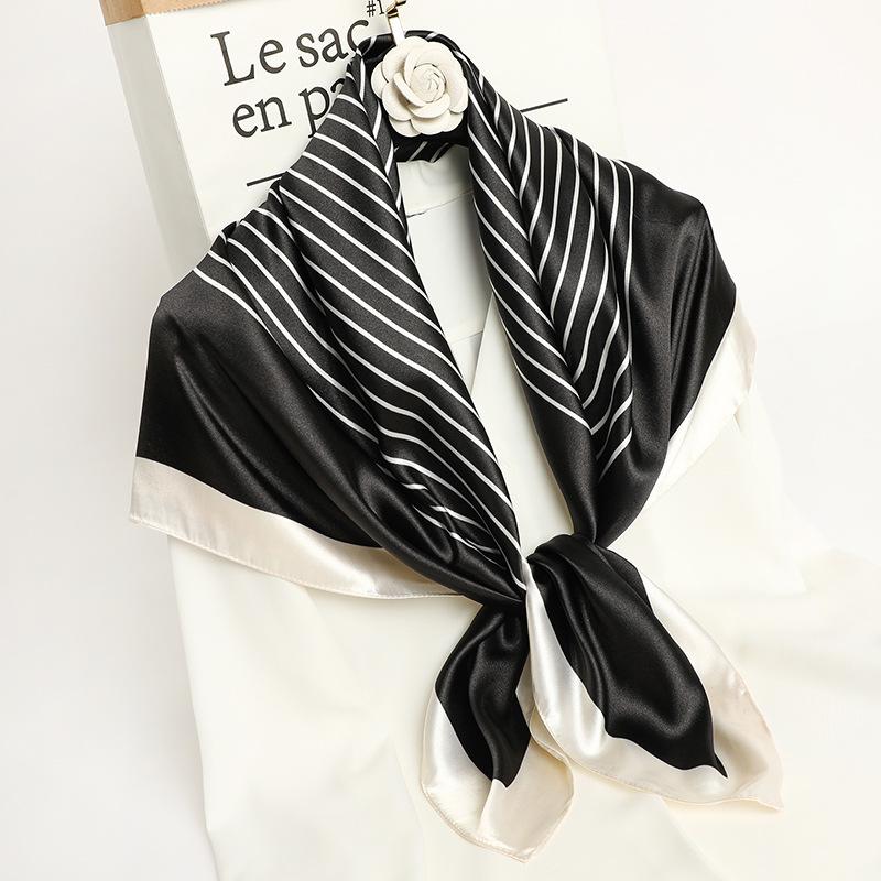 90X90CM Scarves Women Print Hair Neck Square Silk Scarf Office Ladies Shawl Bandana Handkerchief Headcloth Foulard Female Wraps