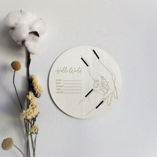 Wooden Baby Birth Wristband Display Board with Base Smooth Edge Burr Free