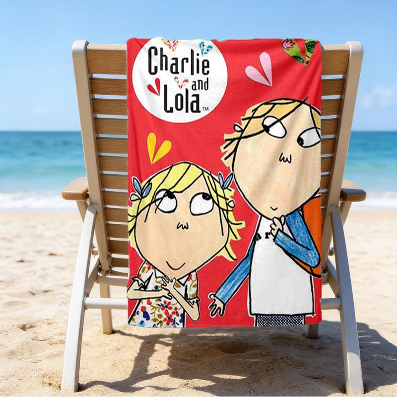 Ultra-Soft Beach Towel with Charlie and Lola Theme,Ideal for Pool - Camping, Diving - Perfect Travel Essential, Vibrant Beach Towel.