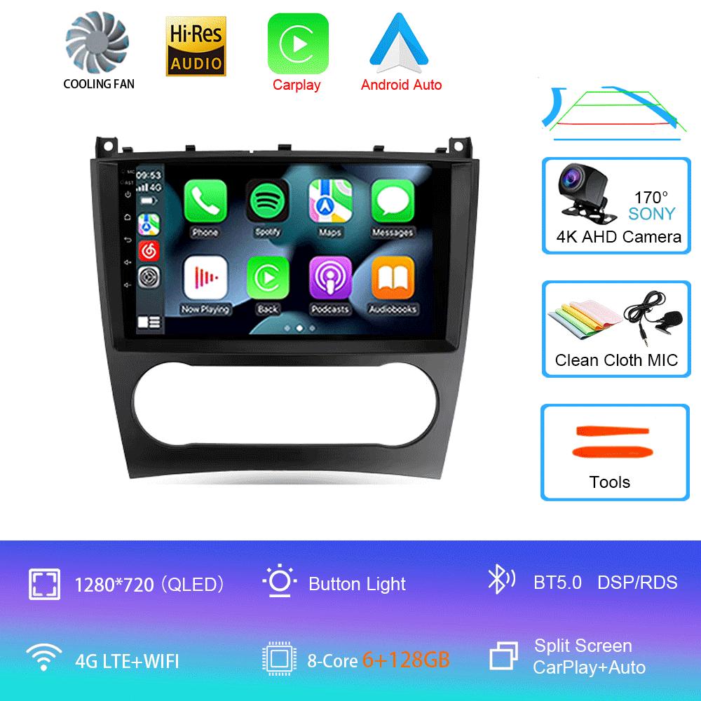 Автомобильное радио Android 14 Carplay для Benz W203 W209 C180 C200 C220 C230 2004 - 2011 Навигация GPS Мультимедийный плеер Wi-Fi+4G BT Авто