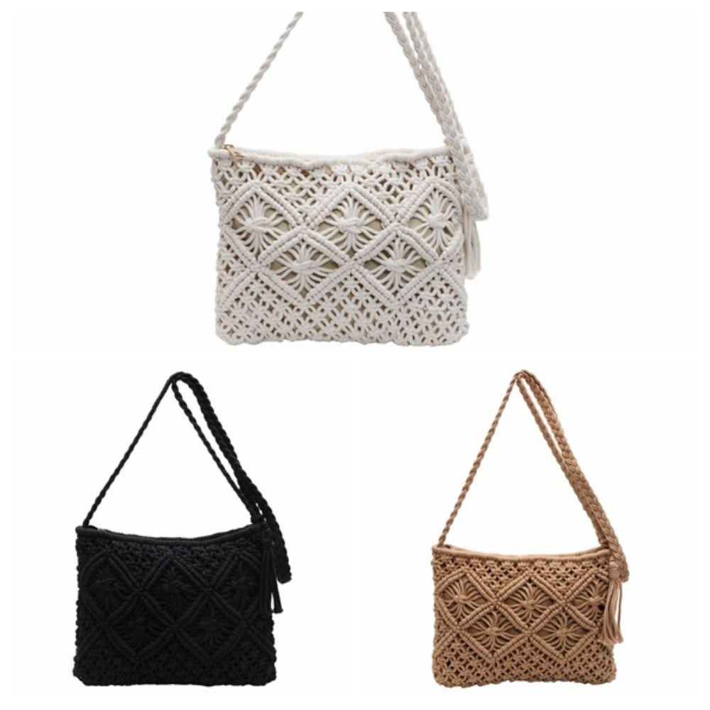 Tassel Weave Shoulder Bag Women Ethnic Style Ladies Underarm Bag Crochet Crossbody Bag  Travel