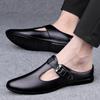 Fashion Men's Summer 2025 Genuine Leather Sandals Beach Half Shoes Soft and Leisure Sandals Men's Slippers Both Lightweight and Non-slip