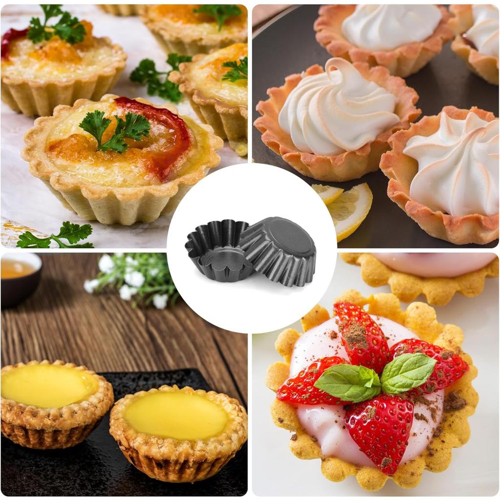 12 форм для яичных тартов из углеродистой стали, утолщенные формы для кексов и печенья в форме хризантем, антипригарные формы для пирогов, пиццы, кексов и маффинов.