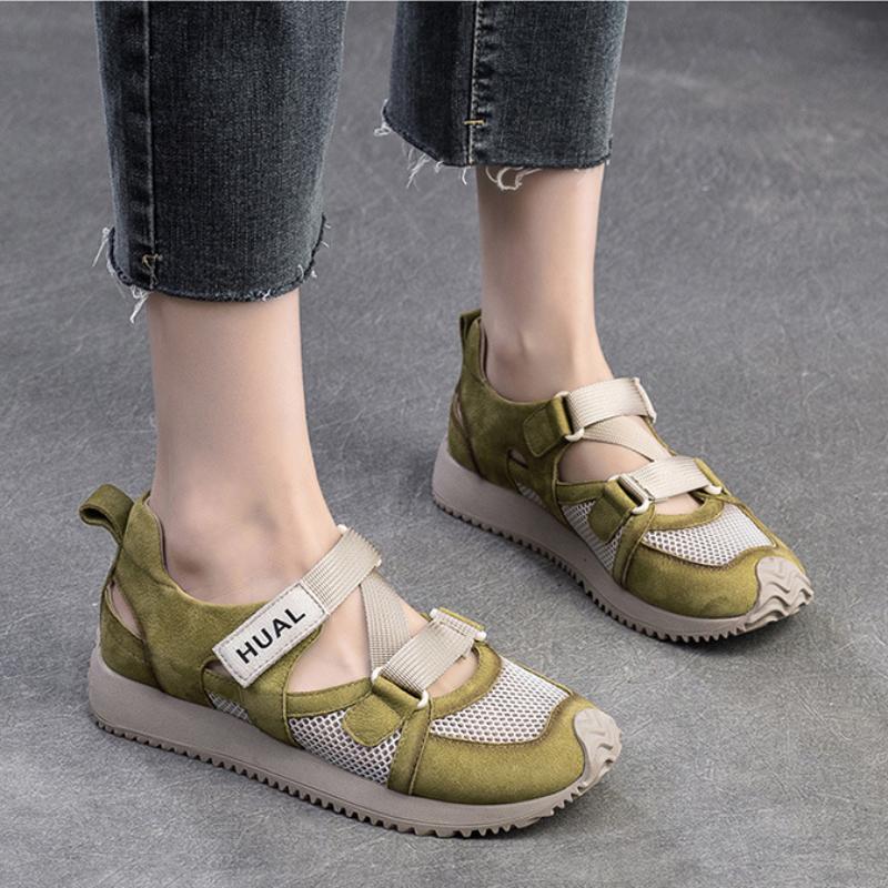 Johnature Цветные спортивные повседневные сандалии из дышащей сетки, универсальная женская обувь из натуральной кожи