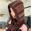 Scarf Cap Ear Protection Hat Fair Isle Style Knitted Hat Cute Jacquard Balaclava Hat  Female/Girls