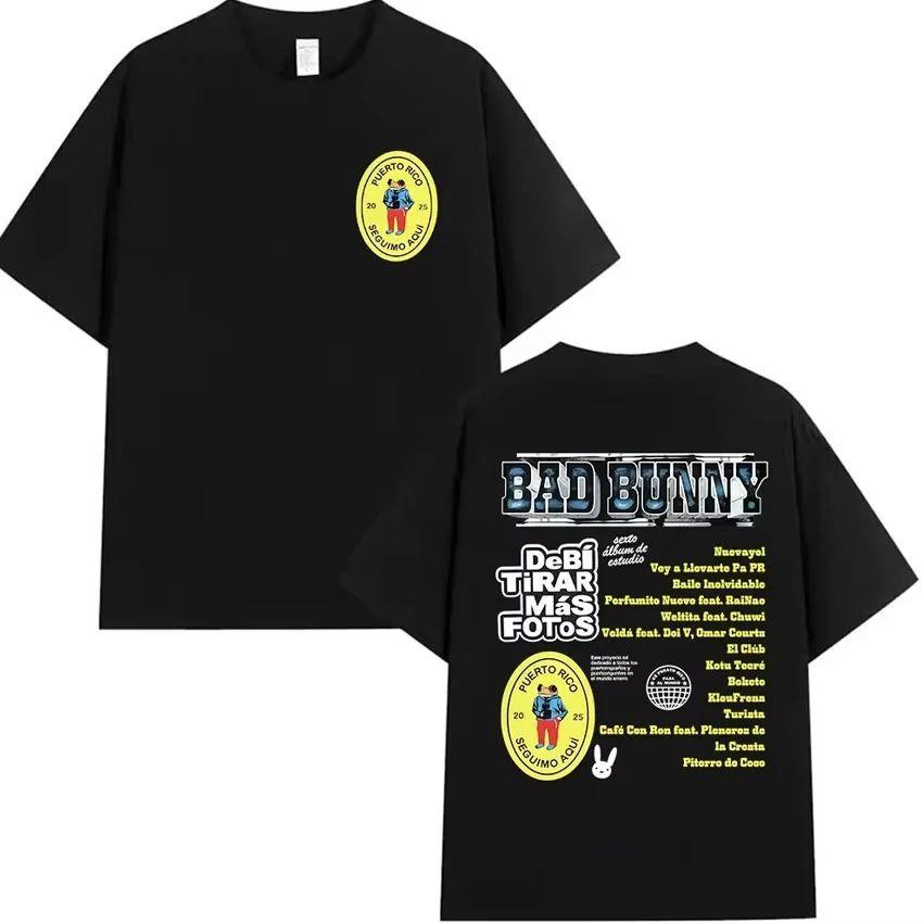 Y2k Fashion Top Rapper Bad Bunny Tour 2025 Album Merch T Shirts Debi Tirar Mas Fotos DTMF Graphics Cotton Printed T-shirt Unisex