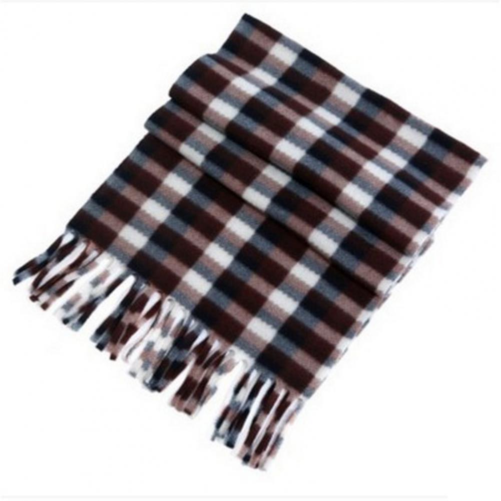 Plaid Scarf Velvet Shawl Plaid Print Unisex Winter Scarf with Tassel Detailing Double-sided Plush Material for Warmth for Men