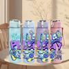 1PC Play Game Color Graffiti Print 750ml Color Plastic Sports Water Bottle Leakproof Flip Straw Lid Suitable for Sports Office Home Use