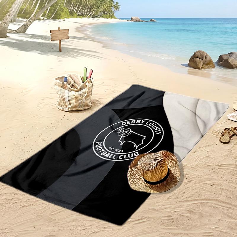 Пляжное полотенце с принтом футбольного клуба Derby County, большое, мягкое, быстросохнущее, для пляжа, кемпинга, плавания
