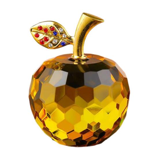 Стеклянные яблоки, фигурка, искусственный хрустальный фрукт, украшение, коллекционные полупрозрачные яблоки, украшение для домашнего офиса, приборной панели автомобиля