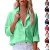 Classic Women's Long Sleeve Cotton Linen Shirt Lapel Button Blouse