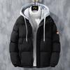 Men's Fall and Winter Casual Thickened Warm Jacket Zipper Hooded Jacket Cotton Jacket Fluffy Plus Size Jacket