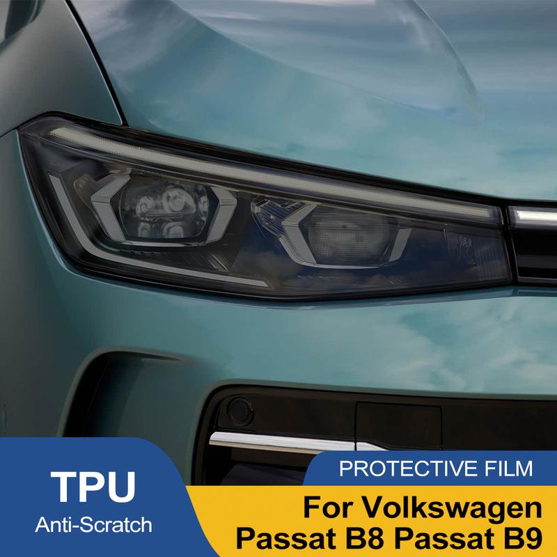 Затемненная Черная Готовая Защитная Пленка Для Фар Автомобиля Для Volkswagen Passat B8 B9 Универсал Антицарапающая Высокоглянцевая Автомобильная Виниловая Пленка
