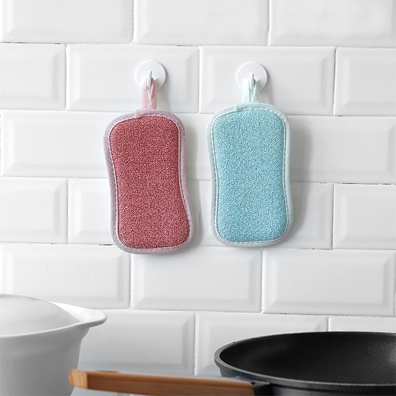 1 шт. Двусторонняя губка для мытья посуды, многоразовые чистящие средства, волшебные губки, салфетка ADM