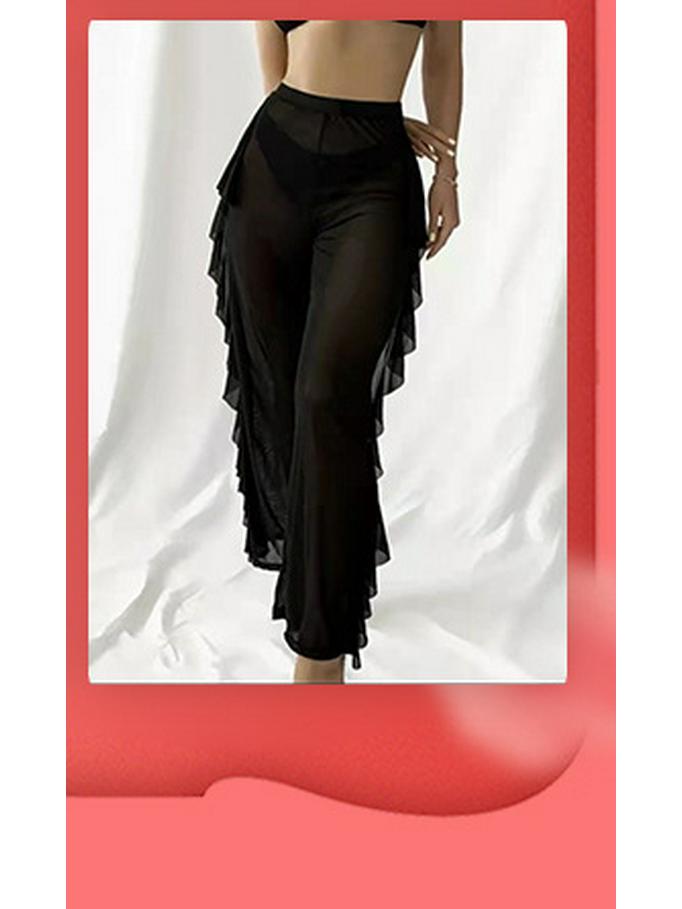 Сексуальные прозрачные сетчатые расклешенные летние брюки - Женский повседневный дизайн с горячим тиснением