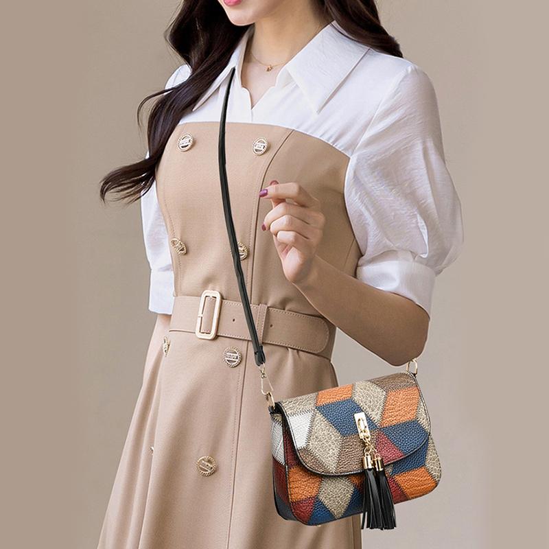 Модная сумка через плечо с кисточками, сумка-тоут и кошелек, сочетание цветов, женская сумка кроссбоди в стиле пэчворк, роскошный бренд CLE