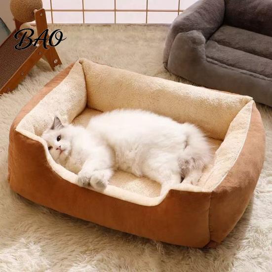 Durable Bed for Cats Rectangular Plush Cat Bed, Cozy Pet Lounge Anti-slip Bottom, with Bottom Washable Couch Indoor Small Dogs Puppies Orthopedic