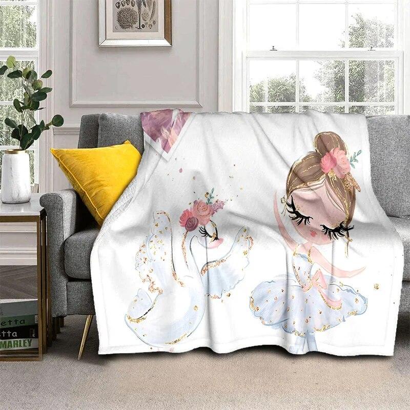 Милое 3D одеяло с изображением балета для девочек, балерины, феи, лебедя, единорога, мультяшное 3D одеяло, мягкое одеяло для дома, спальни, кровати, дивана, пикника, путешествий, детей