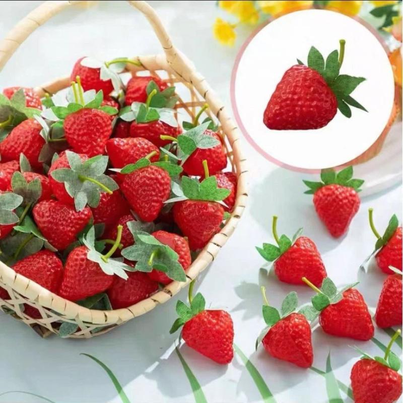 10-20 шт. Искусственная клубника ПВХ Клубника Реалистичная Фрукты Реквизит для фотосъемки Украшение для домашнего кухонного шкафа Декор для вечеринки