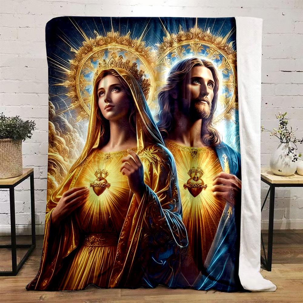 Sacred Heart Mary Jesus Blanket Printed Blanket for Living Room Bed Couch lunch break Soft Cozy Blanket for Friend's festival Gift