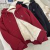 Plus Velvet Thick Hooded Lamb Fleece Sweater Women's Autumn and Winter Loose Warm Long-sleeved Cardigan Zipper Jacket