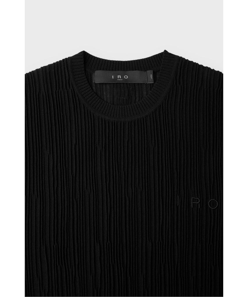 IRO Pleats Pleated Short Sleeve Round Sweater Iqwam26705Bkx