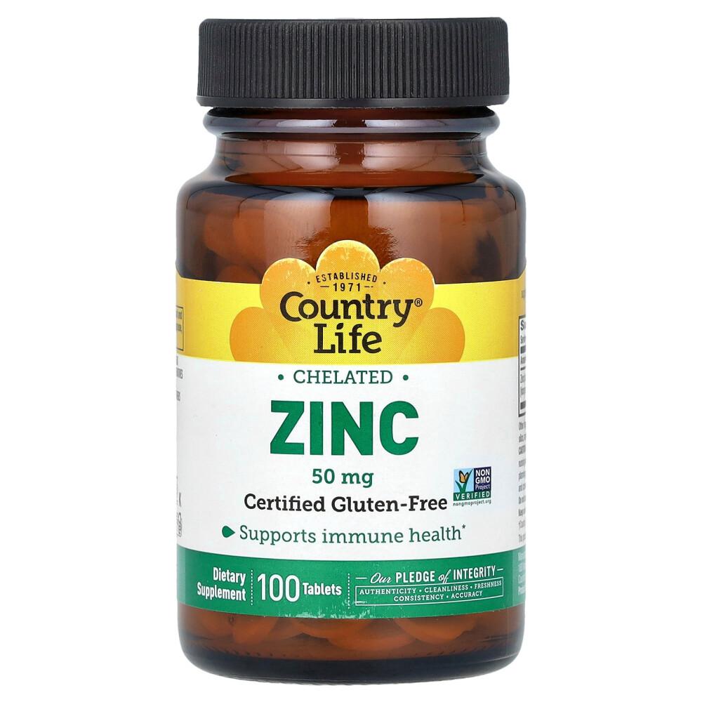 Country Life Chelated Zinc 50mg 100 Tablets