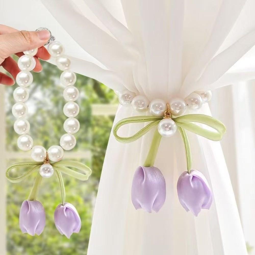 Tulip-Shaped Tulip Curtain Straps Magnetic Curtain Buckle Creative Drapery Holders Home Decor