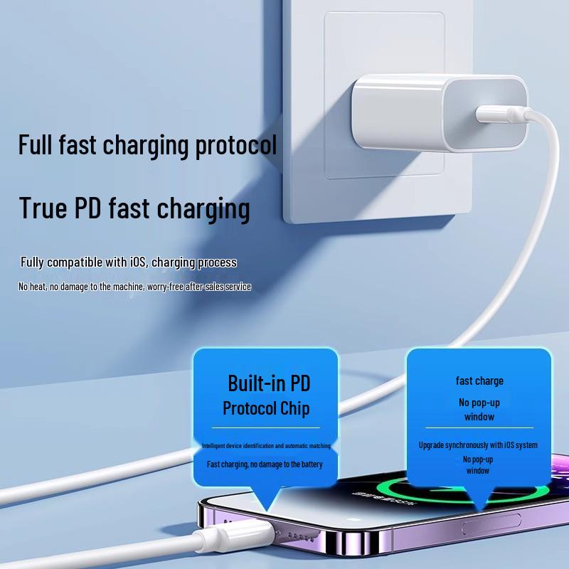 Совместимое зарядное устройство Apple для iPhone 14/13/12/XS Max - Быстрая зарядка, кабель для передачи данных