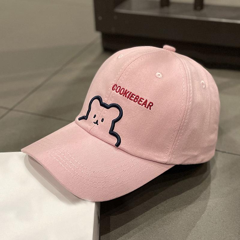 Bear-themed duckbill cap, Korean style fashion baseball hat for men, spring and autumn soft top trendy brand, winter outdoor casual sunshade