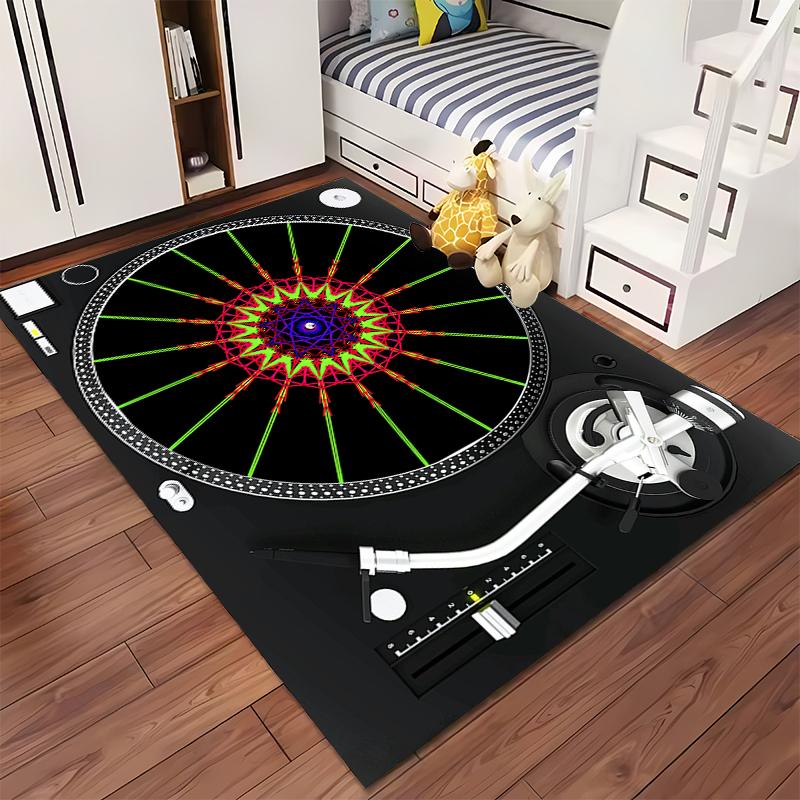Colorful Vinyl Record Design Rug Non-slip rug suitable for living room and bedroom sofas.