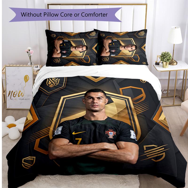 Cristiano Ronaldo Printed Bedding 3 Piece Set Cozy Breathable Bed Cover Set as Housewarming Holiday Gift