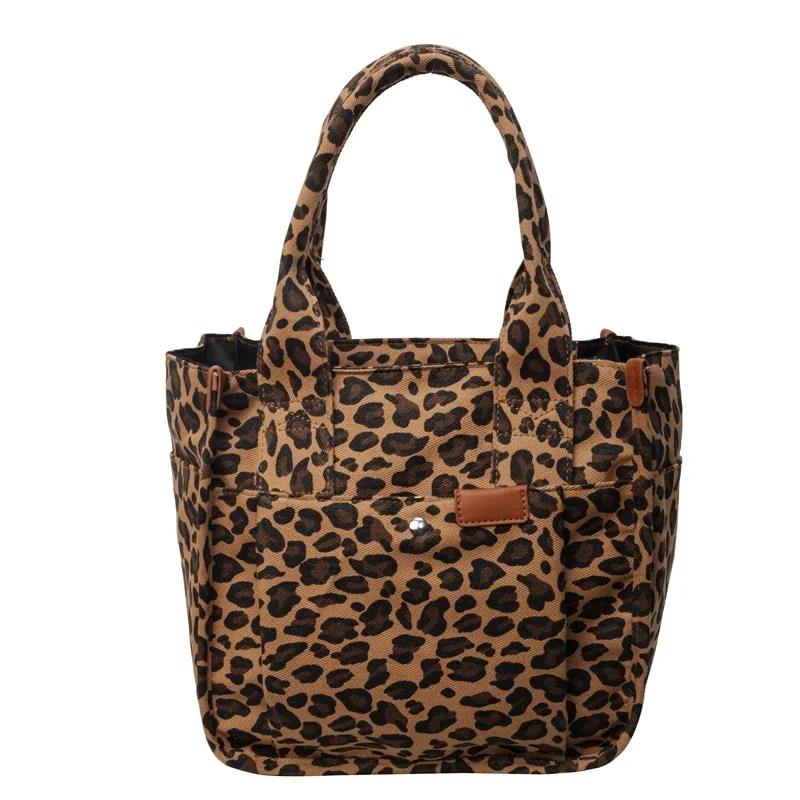 Женская сумка через плечо из нейлона с леопардовым принтом на молнии, большая вместимость, модная сумка через плечо с леопардовым принтом