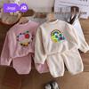 Jingqi Kids' Warm Fleece Pajamas Set for Boys & Girls - Autumn/Winter Coral Fleece Homewear
