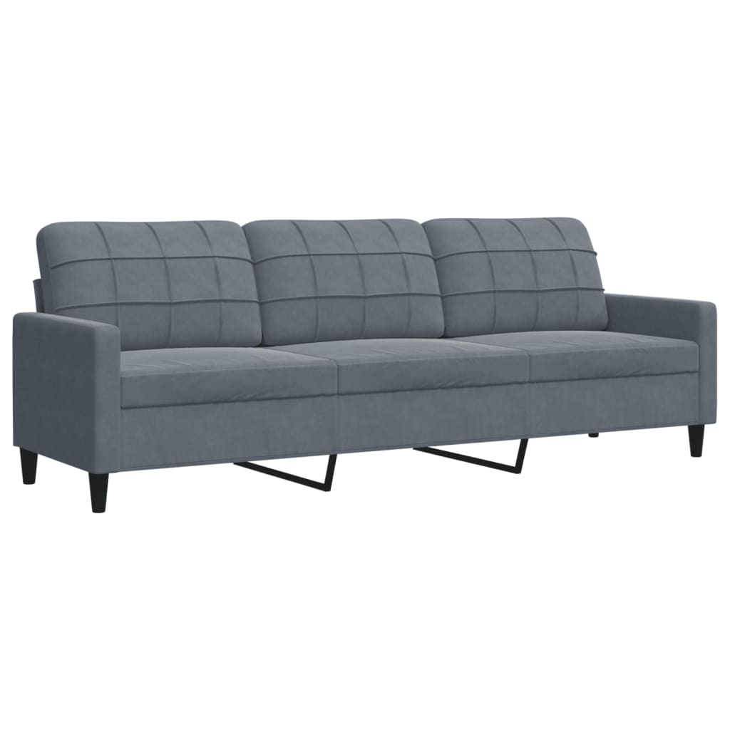 3 Piece Sofa Set with Cushions Dark Grey Velvet
