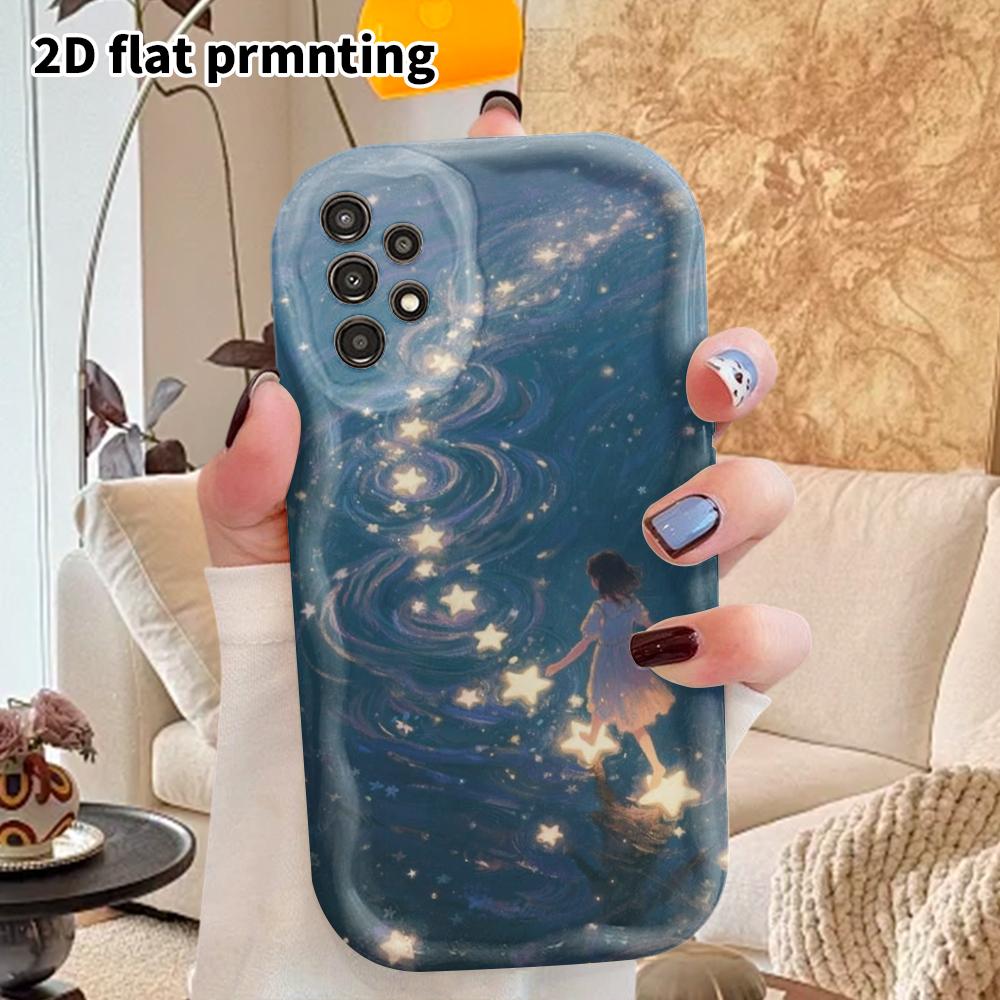 Phone Case: 2D Flat Samsung Galaxy A34 A35 M05 M06 S20 S22 S21 FE Plus 5G Protective Case, Couple Style, Star Stepping Girl, Christmas and Halloween G