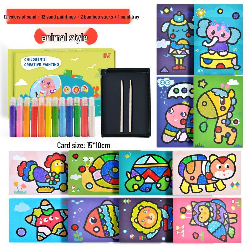 Heng Wu Colored Sand Art Bottle - DIY Craft & Educational Scratch Painting Toy for Kids