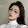 Penne Jewelry Diamond Rimless Glasses Women's Oval Advanced Sensitive Flat Lenses Degree Myopia Eye Holder
