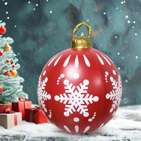 Рождественский надувной мяч Yousheng диаметром 60 см, водонепроницаемый рождественский мяч, устойчивый к разрывам, многоразовый, гигантский надувной мяч для праздничного декора двора, газона, крыльца